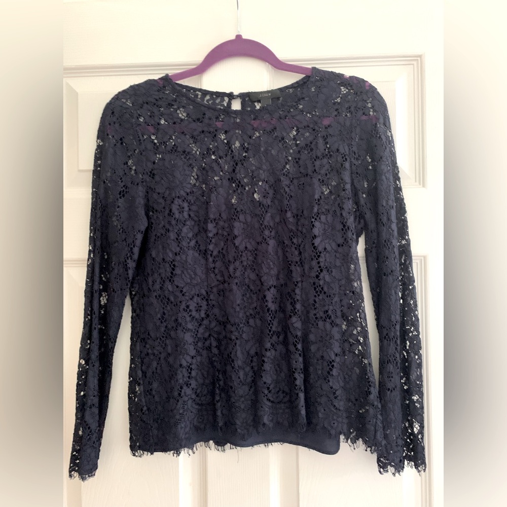 J Crew Lace Blouse Navy New with Tags
Lace blouse w/camisole